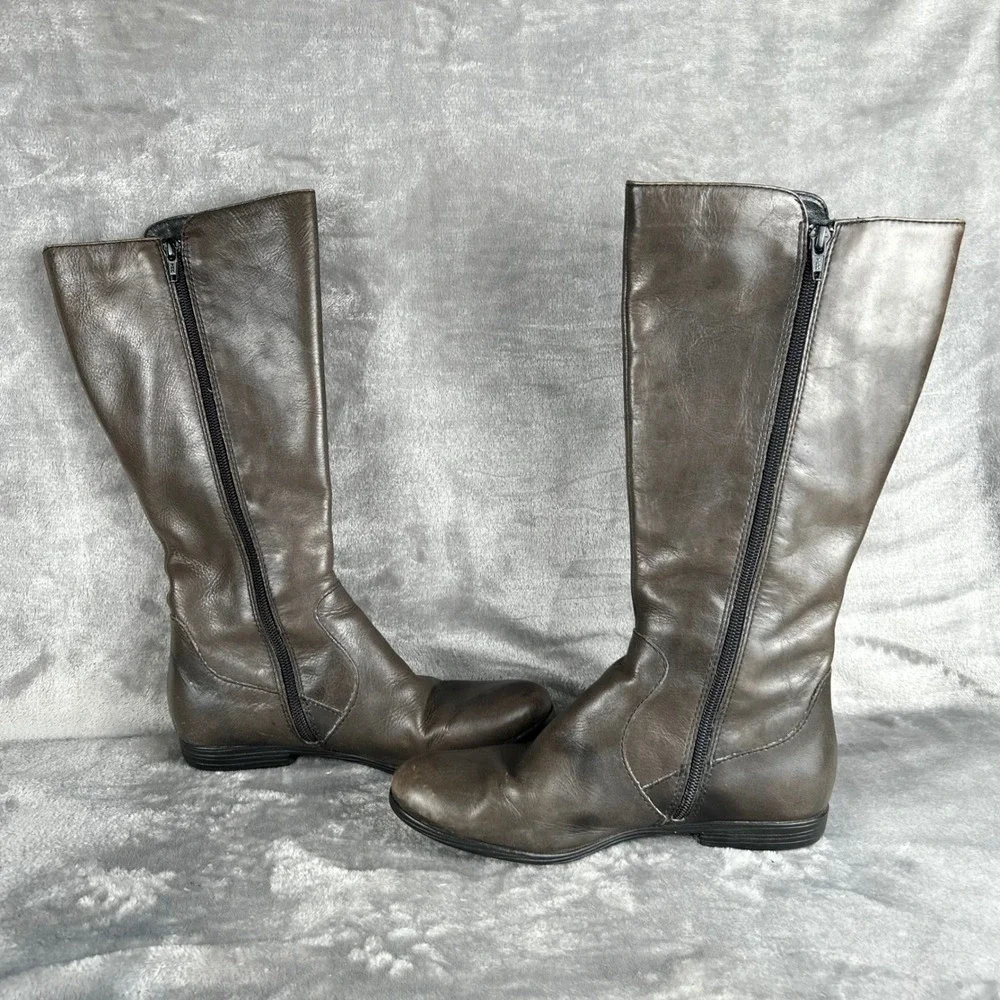 Born Womens Brown Leather Tall Knee High Button Boots B42222 Size 6 EU 36.5